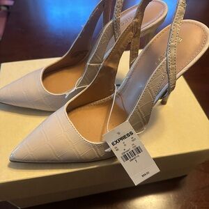 Express Women's Elegant Cream Slingback Heels